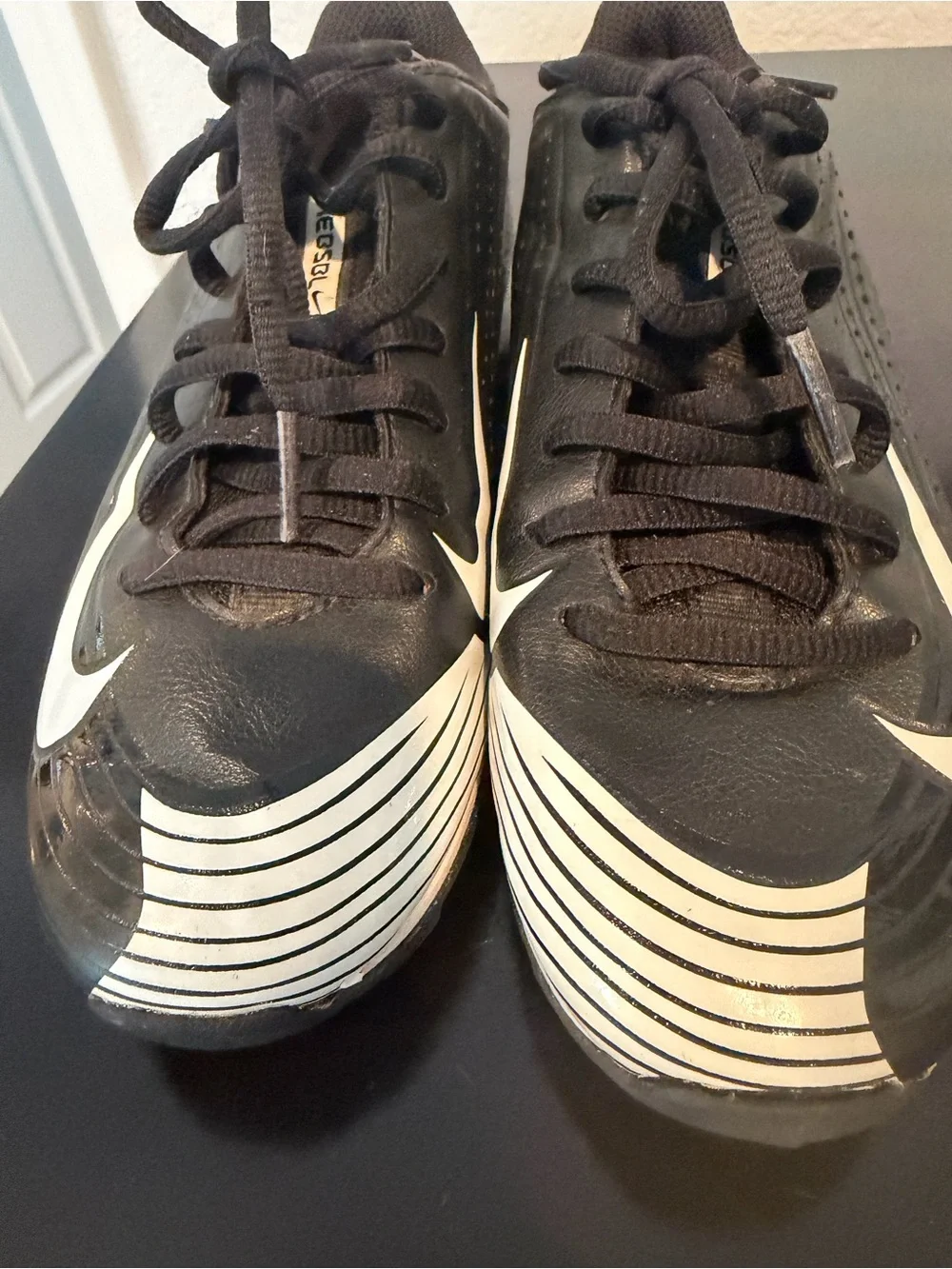 Nike Vapor Keystone 2 Low Youth Baseball Cleats Size 1Y Black White Fastflex